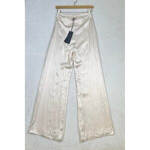 XETRA Pantaloni Ghiaccio Champagne Satin Wide Leg Pants Italy Women's Size 42